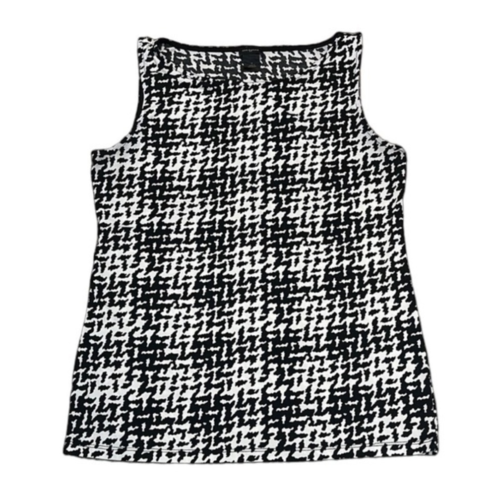 Ann Taylor Women’s Sleeveless Blouse Shirt Top Black & White Houndstooth Medium